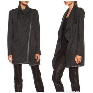 Helmut Lang Sonar Wool Leather Toggle Cardigan